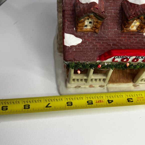 Guest House Lodge Christmas Valley Porcelain Lighted Holiday Village Decoration - Picture 12 of 12